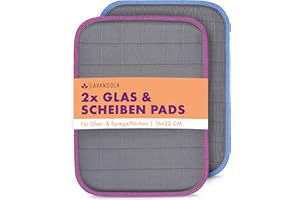 ‎LAVANDOLA Lavandola Glas & Scheiben Pads - 2X Mikrofaser Glastücher mit saugfähigem Kern - nie Wieder Schlieren - Mikrofaser Glastuch Haushalt Fenstertuch Carbon Tuch - Glas Tücher 16x22cm, 2er Set