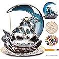 Zvaiuk New Moon Backflow Incense Holder,Waterfall Incense Burner ，Ceramic Hand-Made Incense Fountain Burner with 100 Backflow Incense Cones，Fragrance Incense Stick，mat，Aromatherapy Home Decoration