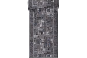 ‎MAZOVIA Mazovia rutschfest Teppich Läufer Flur - Modern Geometrische Muster Teppichläufer - Kurzflor Flurläufer für Vorzimmer, Schlafzimmer, Küche - ÖKO-TEX Zertifiziert - Meterware Grau - 67 x 250 cm
