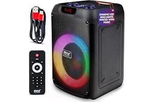 Pyle Bluetooth Party Speaker, 100W Portable Outdoor Wireless System with Deep Bass, Clear Sound, Big Loud Speakers with TWS, Rechargeable, Rolling Wheels, Black