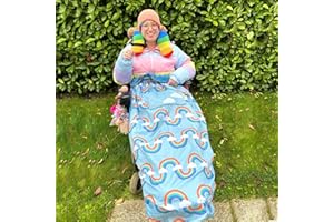 BundleBean- Fleece-Lined Wheelchair Cosy Cover- 100% Waterproof Rain Cover for Wheelchair Users- Universal Fit, Manual & Powered Wheelchairs, Easy to Fit Wheelchair Blanket- Adult Size (Retro Rainbow)