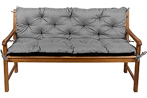 Gutekissen® Cuscino per panchina, Cuscino per seduta, Cuscino per schienale, Cuscino da giardino, Cuscino trapuntato, Altalena da giardino, Mobili da giardino LAW (170x50x50, Grigio)
