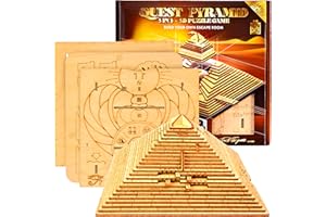 ESC WELT Quest Pyramide 3D Puzzle Game - 3 in 1 Puzzle Box Modellbau Escape Room- Holzpuzzle & Holzrätsel - Geschenkbox Knobelspiel - Rätselbox für Kinder und Erwachsene 3D Holzpuzzle