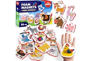 Little World 27 Skumkylskåpmagneter för småbarn - Stora småbarnsmagneter – Kylskåpsmagneter för barn – Babymagneter - Djurmagneter för barn på kylskåp