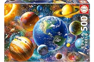 Educa - Puzzle da 500 pezzi per adulti e bambini | Sistema solare. Misura : 34 x 48 cm. Include colla fix puzzle. Consigliato a partire dai 14 anni (18449)