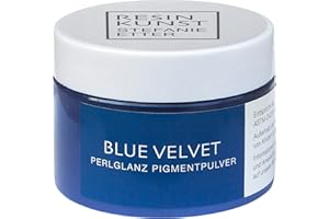 Resin Kunst Poudre pigmentée nacrée, bleu velours, 50 g, poudre de mica, pigment de couleur pour résine synthétique, peinture époxy, en bleu