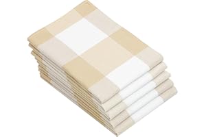 ZOLLNER 5 paños de Cocina de algodón, 50x70 cm, a Cuadros, Blanco y Beige