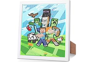 shinesky 5D Diamond Painting Set für Kinder ab 5 6 7 8 9 Jahren - 18 x 24cm mit Rahmen - Lustige Cartoon Motive - Kreativset für Jungen & Mädchen - DIY Diamantbild zur Deko