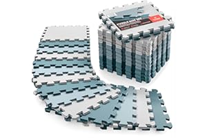 ‎BEMAXX Zazębiające maty podłogowe z miękkiej pianki - 18 sztuk EVA Płytki gumowe puzzle Ochronny zestaw podłogowy, ochrona powierzchni | Duże chodniki podkładowe - Basen Siłownia Fitness Piwnica