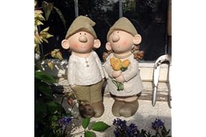FHFY GARDEN Bill and Beryl Elves standing rose, Garden Ornament, Gnome, Garden Fairy, Troll, Imp Rose