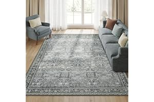 ‎SONGMICS HOME SONGMICS HOME Teppich, 160 x 230 cm, Wohnzimmerteppich, Vintage-Stil, Rutschfester Teppich, flauschig, Dekoration, für Wohnzimmer, Schlafzimmer, maschinenwaschbar, schiefergrau TAR129G01