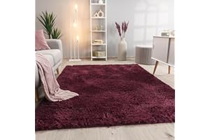 Paco Home Alfombra Salón Pelo Largo Piel Sintética Shaggy Mullida Y Suave En Monocolor, tamaño:140x200 cm, Color:Púrpura