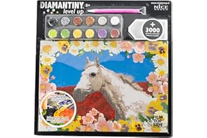 DIAMANTINY 96206, Level Up - Nice Group Creative Art, Diamond Painting Kit crea il mosaico, WILD, Cavallo Bianco, Multicolore