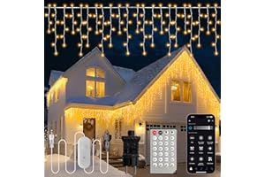 Gliztech Cascada Luces Navidad Exterior 30M, IP44 Impermeable LED Cortina Luces Navidad Exterior/Interior para jardín, balcón, fiesta, aleros y barandillas (Blanco Cálido, 30M)