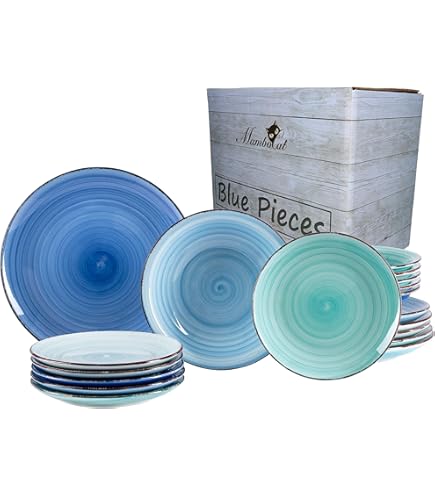 MamboCat Set van 6 spaghettiborden Blauw 23,5cm - 24 MamboCat Set van 6 spaghettiborden Blauw 23,5cm - 24