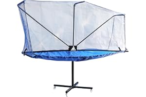 INTT JOOLA Rolling Table Tennis Ball Catch Net - Foldable Ping Pong Practice Net with Wheels, Collection Net for Ping Pong Robots, Serves and Multi-Ball Training,Blue