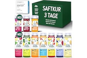 ‎LIVEFRESH LiveFresh Saftkur 3 Tage – 21 Säfte (250ml) & 9 Shots (60ml) kaltgepresst¹ – 743 Kalorien pro Tag – Tipps zum nachhaltigen Abnehmen in der LiveFresh App