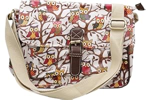 RS.FASHIONS ladies and girls Satchel Oilcloth Owl Printed single pocket buckle and magnetic snap closure Messenger Bags