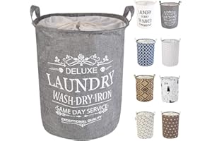 LessMo 17,7" con Coulisse Portabiancheria Bagagli Sorter, Pieghevole Pop-Up Lavanderia Cesti, Impermeabile Rotonda Cotone Lino