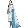 Miraan Women's Cotton Unstitched Dress Material (White, Free Size)