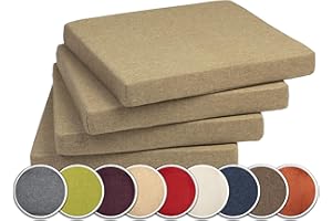 sunnypillow Set di 4 cuscini per sedia/panche in casa e in giardino, diversi colori a scelta, 40 x 40 x 5 cm, color sabbia
