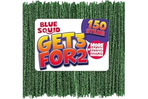 Blue Squid Pfeifenreiniger, Chenille-Stiele, grün, metallische Chenille-Reiniger, grüne metallische Pfeifenreiniger