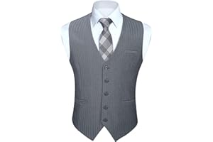 HISDERN Waistcoats for Men Classic Solid Color Waistcoat Formal Casual Wedding Party Cotton Suit Vest With Pockets XS-4XL