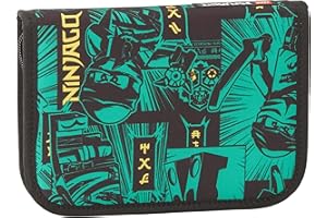SKANDO BAGS Lego® - Jungen Federmäppchen - NINJAGO®, Green 2023 - Inkl. Aller nötigen Schreibutensilien - Mit Stundenplanlasche