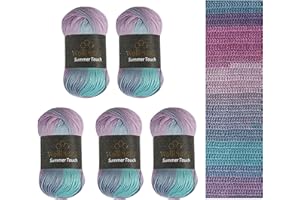 Wollbiene Summer Touch Batik 5 ovillos de 100 gramos, multicolor degradado, 500 g, lana mercerizada, microfibra acrílica (507 turquesa lila)