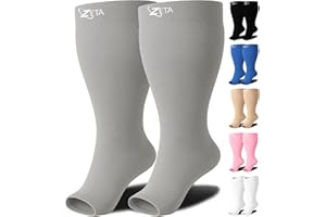 Zeta Wear Kompressionsstrümpfe Dicke Waden, Damen, Bequeme enunterstützung, Schwellungen, Große Manschetten, Offener Spitze