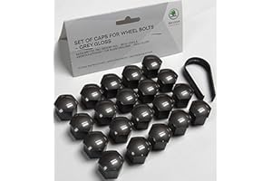 Skoda Genuine Alloy Wheel Bolt Nut Caps Covers 17mm Bolt Caps (Grey Gloss x20)