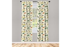 ABAKUHAUS Dinosauro Tenda a Pannello Set di 2, Jurassic degli Animali del Fumetto, Trattamento della Finestra per Stanza e Camera da Letto, 150 cm x 245 cm, Multicolore