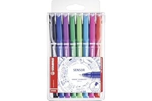 Rotulador puntafina STABILO SENSOR - Punta fina 0.3 con sistema de amortiguación - Estuche con 8 colores