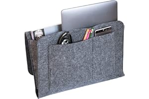 GRANA HOME CADDY Aufbewahrungstasche, für Bett, Sofa. Organizer, Dicke Filz Nachttisch Tasche Bett Organizer für Handy, iPad, Kindle, e-Reader, Laptop, Brille, Buch, Fernbedienung (Dunkelgrau)