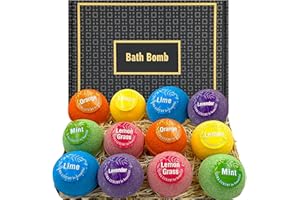 Lora Luxury Bath Bomb Gift Set 12er Pack - 12 Sparkling Bath with Pure Natural Essential Oils - Gift Idea - Shea & Cocoa Butt