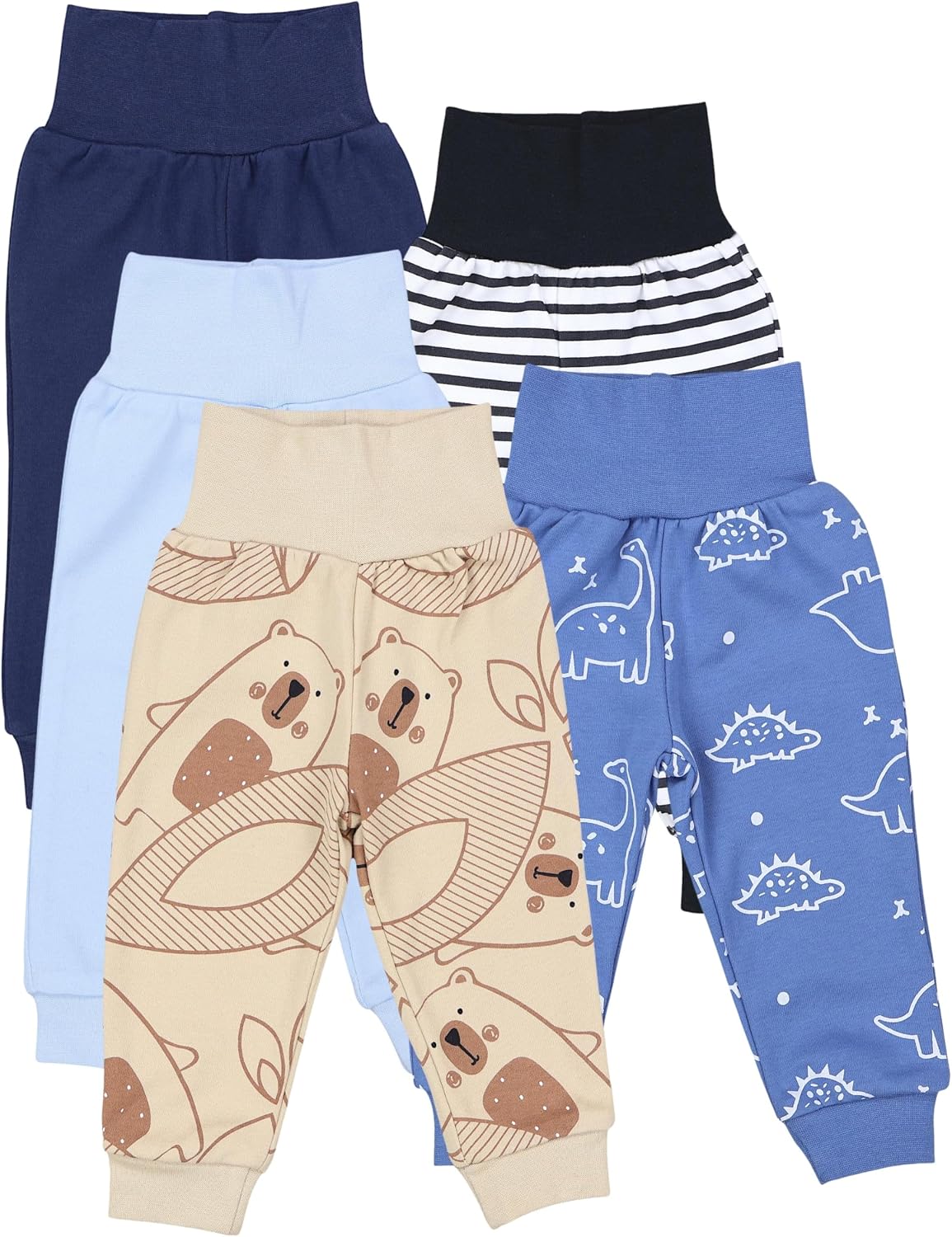 TupTam Pantalones Bebé 5 Unidades – Pantalón Algodón Suave para Bebé Niño y Niña, Certificación Oeko-Tex