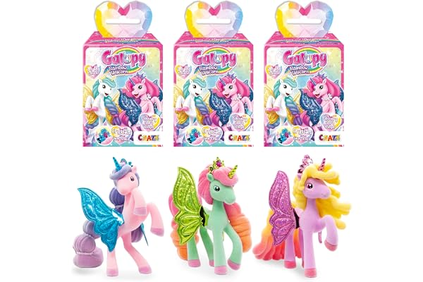 GALUPY Rainbow Unicorn - Pack de 3X Figurines Licorne à Collectionner, Jouet Licorne avec Cristal Swaroski et Ailes Scintillantes