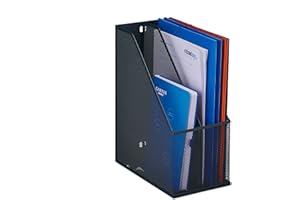 Relaxdays Range-revues en métal 2 Compartiments A4, HxLxP : 31,5x14,5x25 cm, Porte-Magazines Design Maille, Anthracite