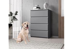 Furnix Kommode mit 4 Schubladen 70 x 37 x 99 cm in Anthrazit/Grau - Schubladenkommode Holz Mehrzweckschrank für Flur Schlafzimmer Wohnzimmer Badezimmer Kinderzimmer als Sideboard Highboard