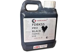 CARBUSONIC Liquid Fabric Dye Black, Clothes, Denim, Handbags,Spray, Dip, Batik, 1 Litre