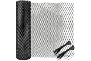 DUZLEE Chicken Wire Mesh Roll with 100 Pcs Fixed Straps, Heavy Duty Garden Plastic Fencing Net, Durable Rust-Proof Poultry Breeding Fence & Temporary Yard (40cm x 6m (8mm holes))