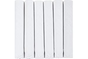 MANDITTIONS Box of 6 White Handkerchiefs for Men Plain Pure Cotton