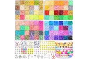 VTSHENY 12300 Pièces Perle Plate pour Bracelet, 96 Couleurs Perles Heishi 6mm Perles pour Bijoux, Kit perle bracelet avec 400PCS Perles Lettres & Souriantes Perles pour Bijoux DIY Bracelet Collier Pendentif