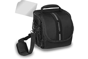 PEDEA Torba na aparat Canon EOS 7D, 50D, 70D, 5D Mark III, 450D 100D, 1000D, EOS M3 / Nikon D5500 / Pentax K-1 / Sony Alpha 6000 (rozmiar M, czarny/szary) zawiera osłonę ekranu