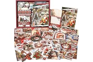OFFIGIFT Kit de fournitures de scrapbooking de Noël : kit de scrapbooking pour le Nouvel An, fournitures de journal indésirable vintage avec autocollants esthétiques, fournitures de journal, cadeau de Noël
