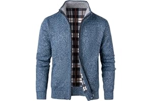 KTWOLEN Męski sweter ze stójką na co dzień z polarową podszewką Sweter z dzianiny na zimę z długim rękawem Masywny sweter