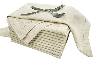 LINEN CLUBS GFI Linen Club - Servilletas de tela 100 % algodón ultra suaves de alta calidad con esquinas ingletadas, calidad de hotel duradera, prelavadas. Juego (lino de algodón, dobladillo de 20 x 20 pulgadas)