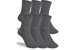KEREDA 6 Pairs Girls Boys Socks Cotton Breathable Kids School Socks Grey Black White 5-13 Years