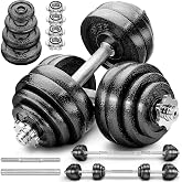 RE:SPORT Adjustable Dumbbells 15-30kg - Cast Iron Dumbbells and Dumbbells with Bar and Discs for Bodybuilding, Fitness, Weigh