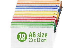 IRICUS 10 Pack A6 Plastic Zip Wallets 23x12 cm - Document Wallets Zipper Bags Plastic Zip Wallets Small Zip Pouch School Home Office Zip Storage Bag for Receipt Bills Cosmetics Stationery Travel Accessories